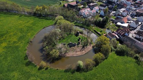 High angle view of old castle