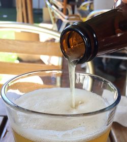 Close-up of beer in glass