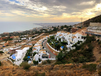 High angle view of townscape against sky