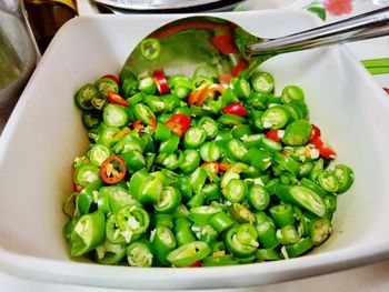 High angle view of vegetables in bowl