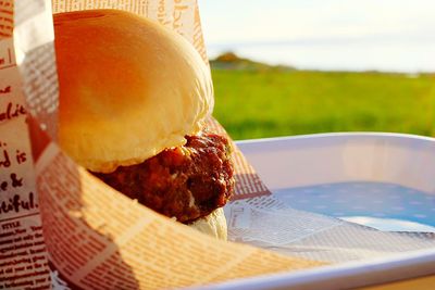 Close-up of drink in plate on table