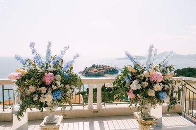 Flowers in front of house