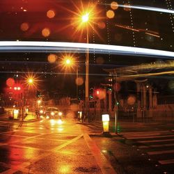 Street light on road at night