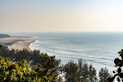 Scenic view of sea against clear sky