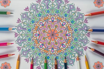 Close-up of colorful umbrellas