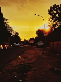 View of street at sunset