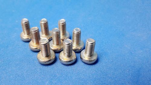 High angle view of objects on blue background
