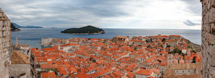 High angle view of sea against sky