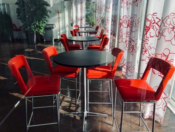 Empty chairs and tables in cafe at home