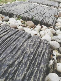 Close-up of pebbles on beach