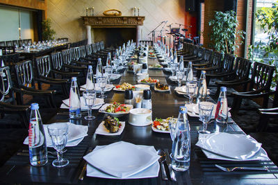 Chairs and tables in restaurant