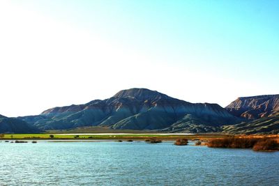 Scenic view of lake and mountains