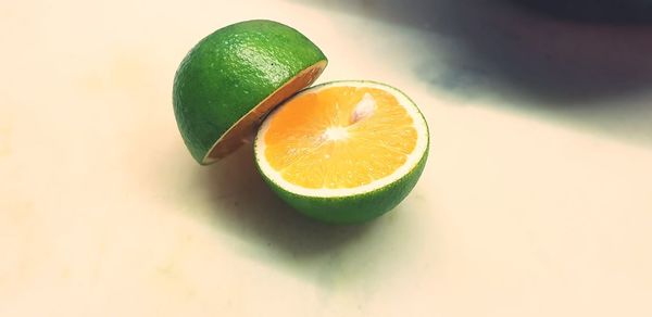 Close-up of lemon on table