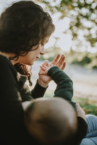 Mother nursing outdoor