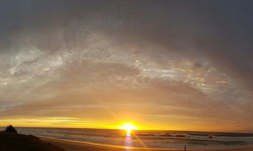 Scenic view of sea at sunset