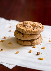 Close-up of cookies on table