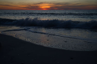 Scenic view of sea against sky during sunset