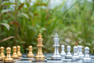 Full frame shot of chess pieces