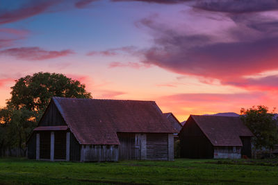 Traditional barns in turiec region, central slovakia.