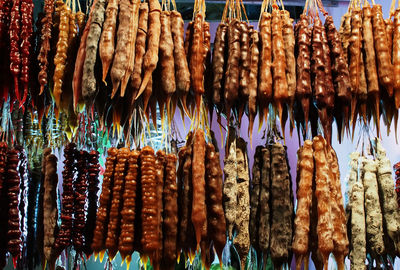 Panoramic shot of vegetables for sale at market stall