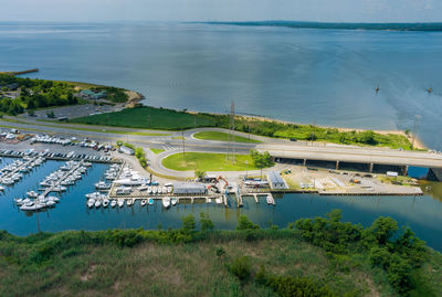 High angle view of sea shore