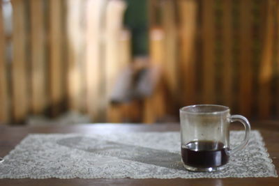 Close-up of coffee on table