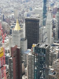 High angle view of modern buildings in city