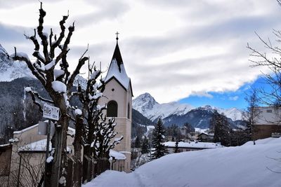 Church against sky during winter