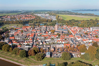 Aerial from the traditional city naarden in the netherlands