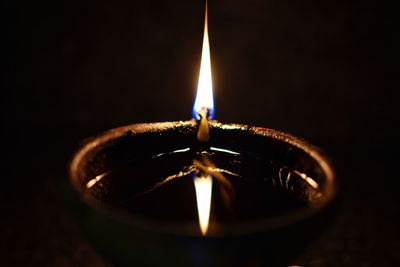 Close-up of illuminated candle