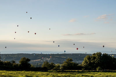 Scenic view of bristol international balloon fiesta against sky