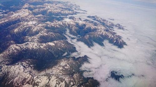 High angle view of frozen water