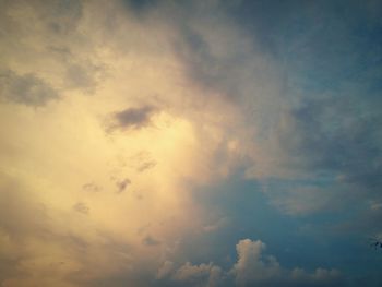 Low angle view of clouds in sky during sunset