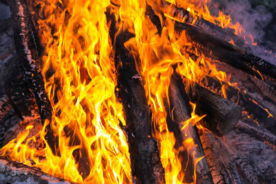 Close-up of fire in the dark