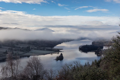 High angle view of river against sky