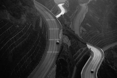 High angle view of highway amidst road