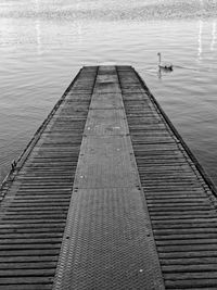 High angle view of pier on lake