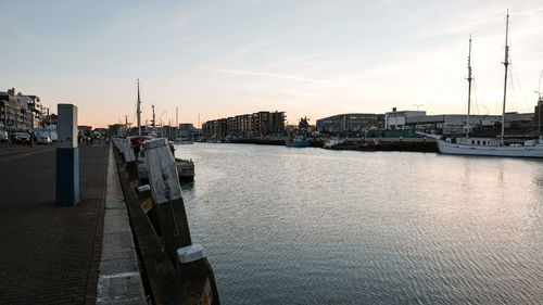 View of harbor against sky