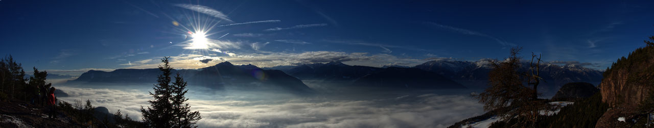 Panoramic view of snowcapped mountains against sky during winter