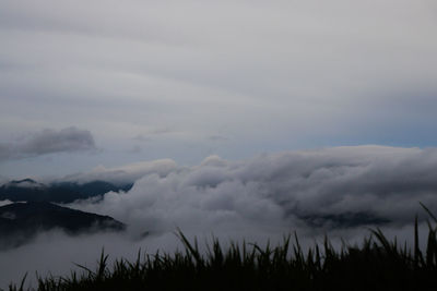 Low angle view of land against sky