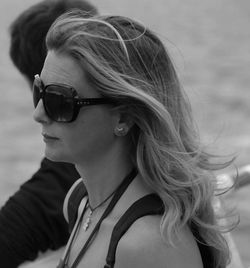 Close-up of young woman wearing sunglasses