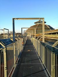 Metal bridge against clear sky