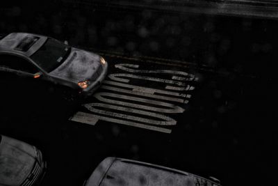 High angle view of food on table at night