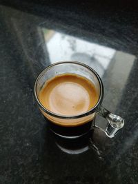 High angle view of coffee on table