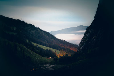 Scenic view of mountains against sky