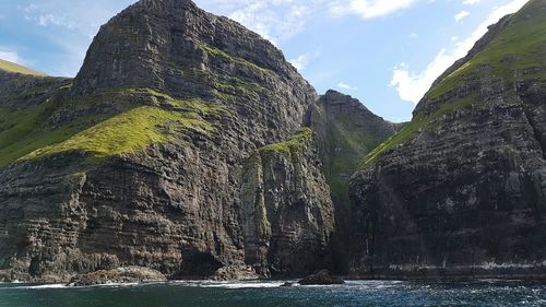 Scenic view of sea with mountain in background