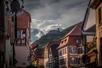 A suggestive cityscape with a castle on the hill, alsace, france