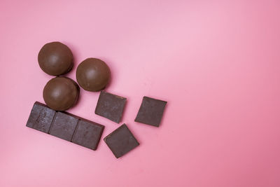 High angle view of candies on table