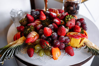 Close-up of strawberries in bowl