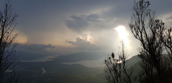 Silhouette bare trees against sky during sunset